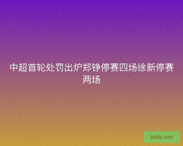 中超首轮处罚出炉郑铮停赛四场徐新停赛两场