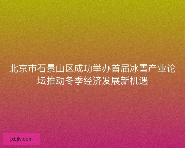 北京市石景山区成功举办首届冰雪产业论坛推动冬季经济发展新机遇